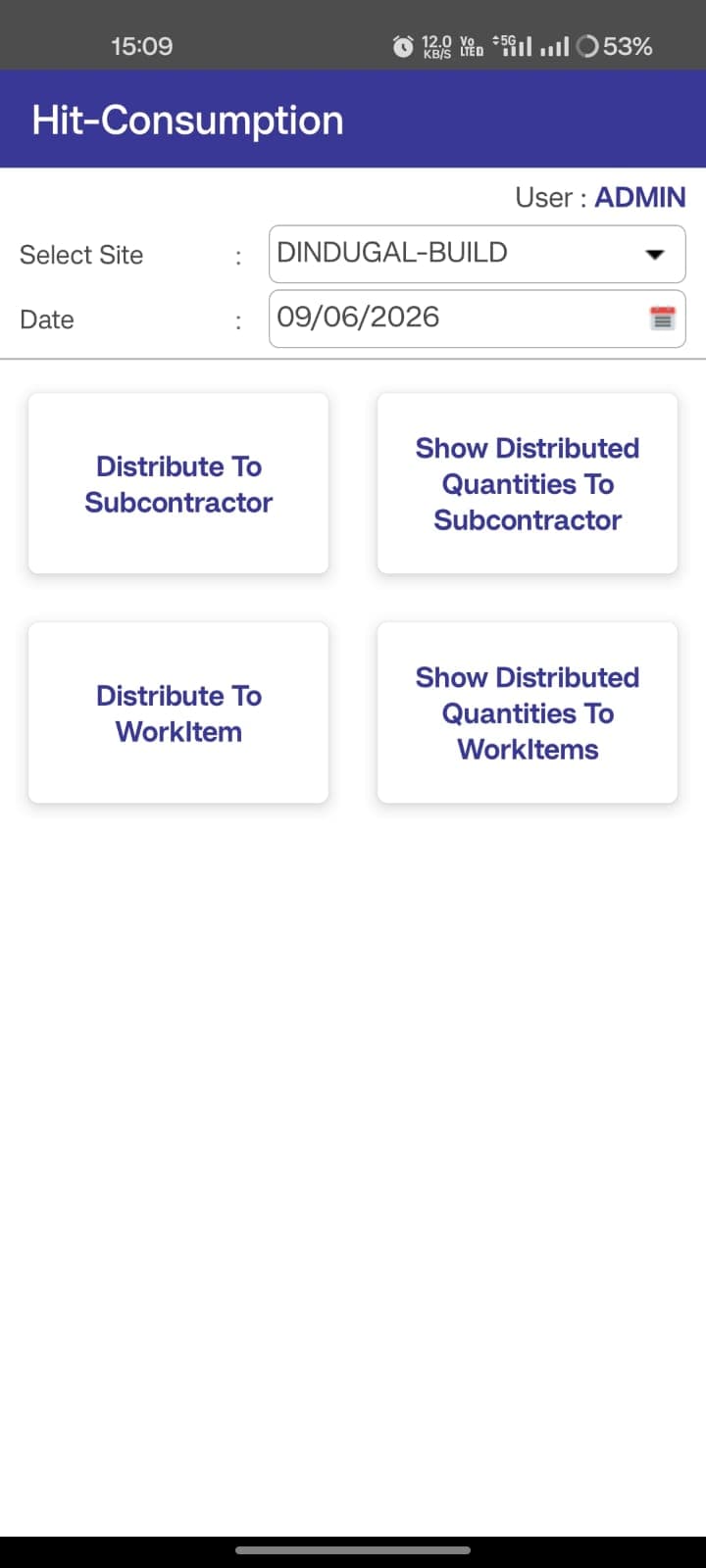 Material Consumption Distribution Menu